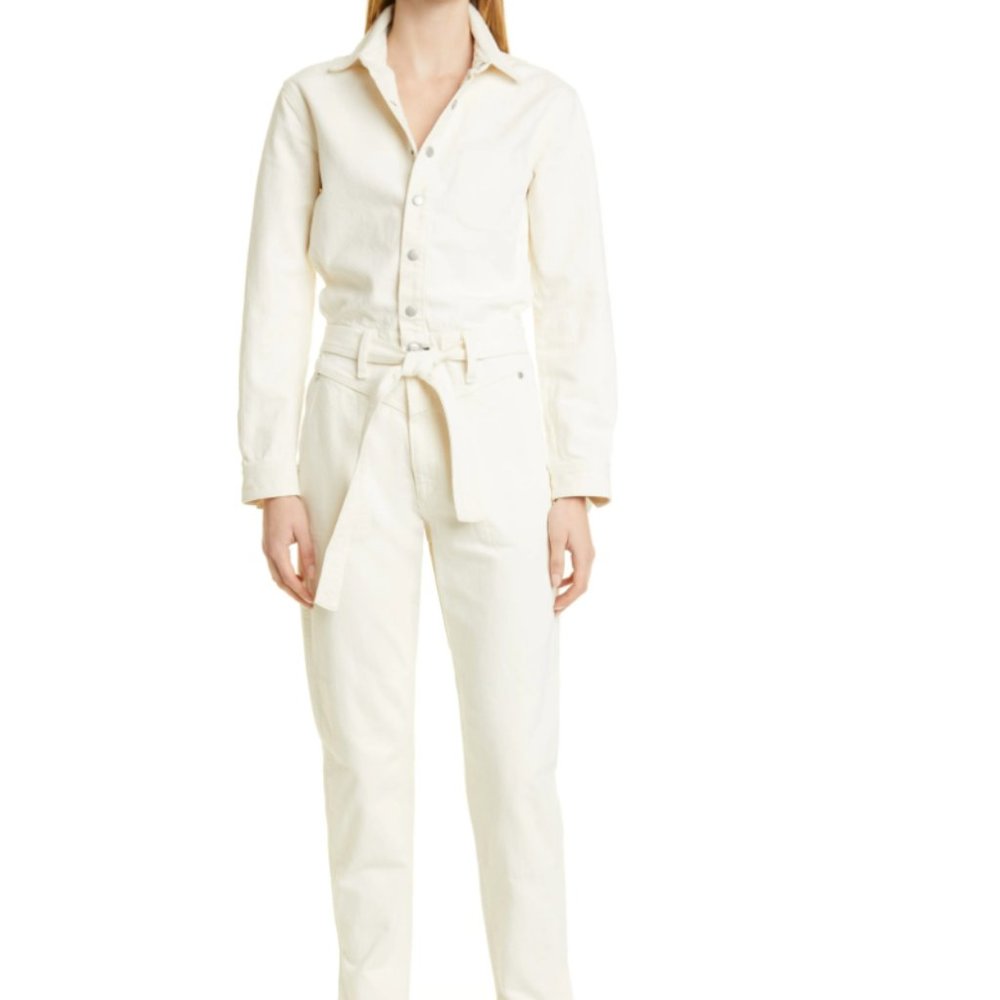 rag & bone Mia Tie Waist Jumpsuit in Ecru